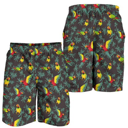 Parrot Themed Print Mens Shorts-JTAMIGO.COM