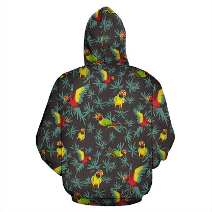 Parrot Themed Print Pullover Hoodie