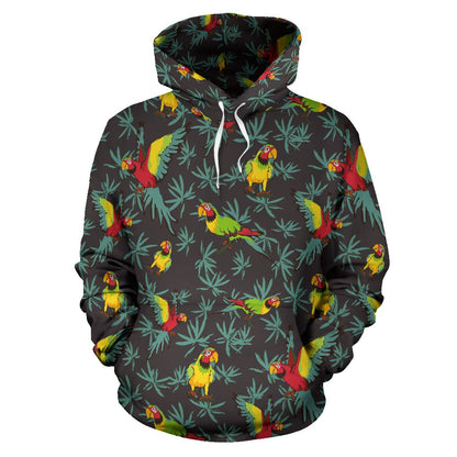 Parrot Themed Print Pullover Hoodie
