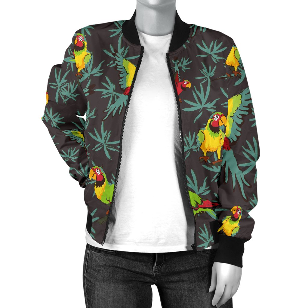 Parrot Themed Print Women Casual Bomber Jacket
