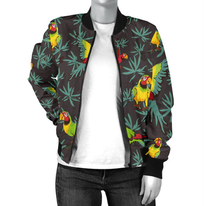 Parrot Themed Print Women Casual Bomber Jacket