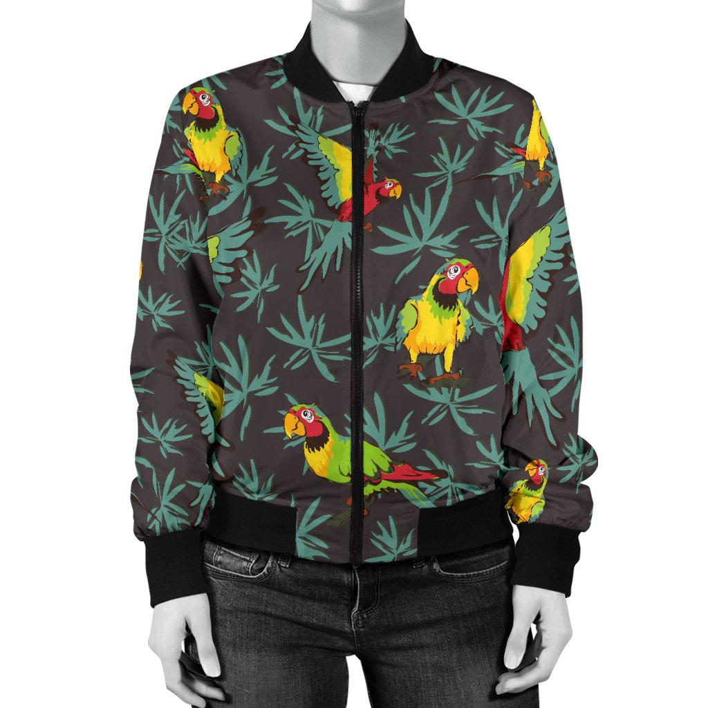 Parrot Themed Print Women Casual Bomber Jacket