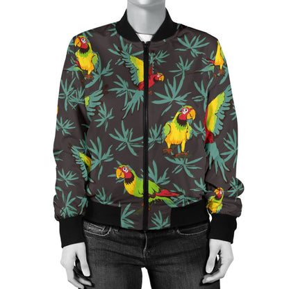 Parrot Themed Print Women Casual Bomber Jacket