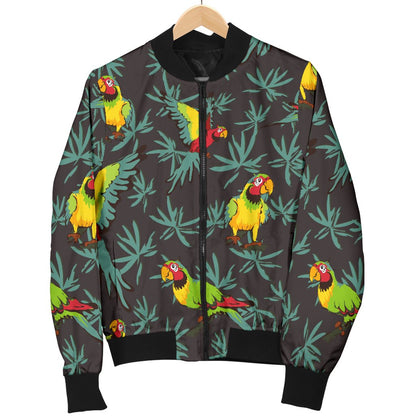 Parrot Themed Print Women Casual Bomber Jacket