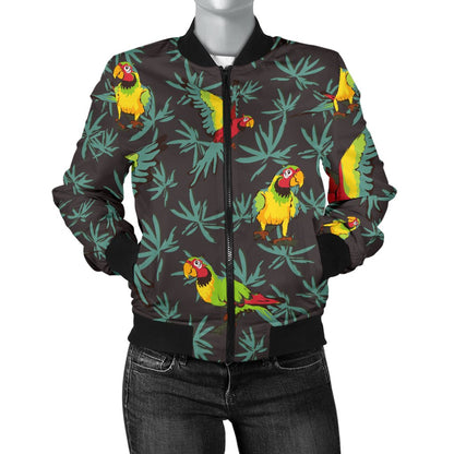 Parrot Themed Print Women Casual Bomber Jacket