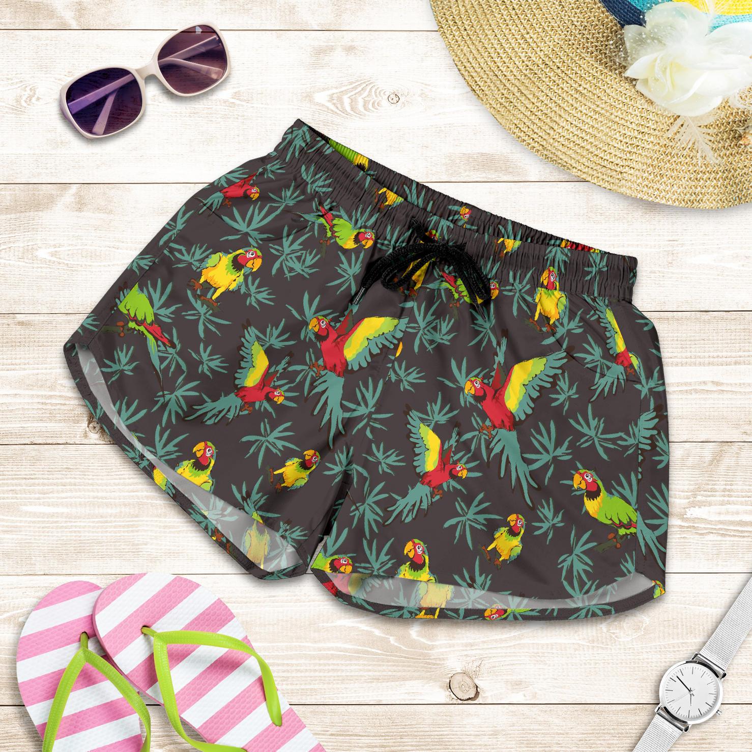 Parrot Themed Print Women Shorts-JTAMIGO.COM