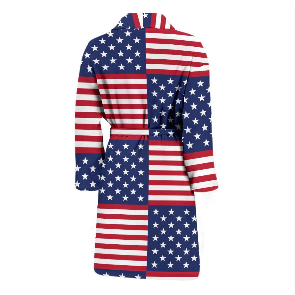 Patriotic US Flag Pattern Print Design A03 Men Bathrobe-JORJUNE.COM