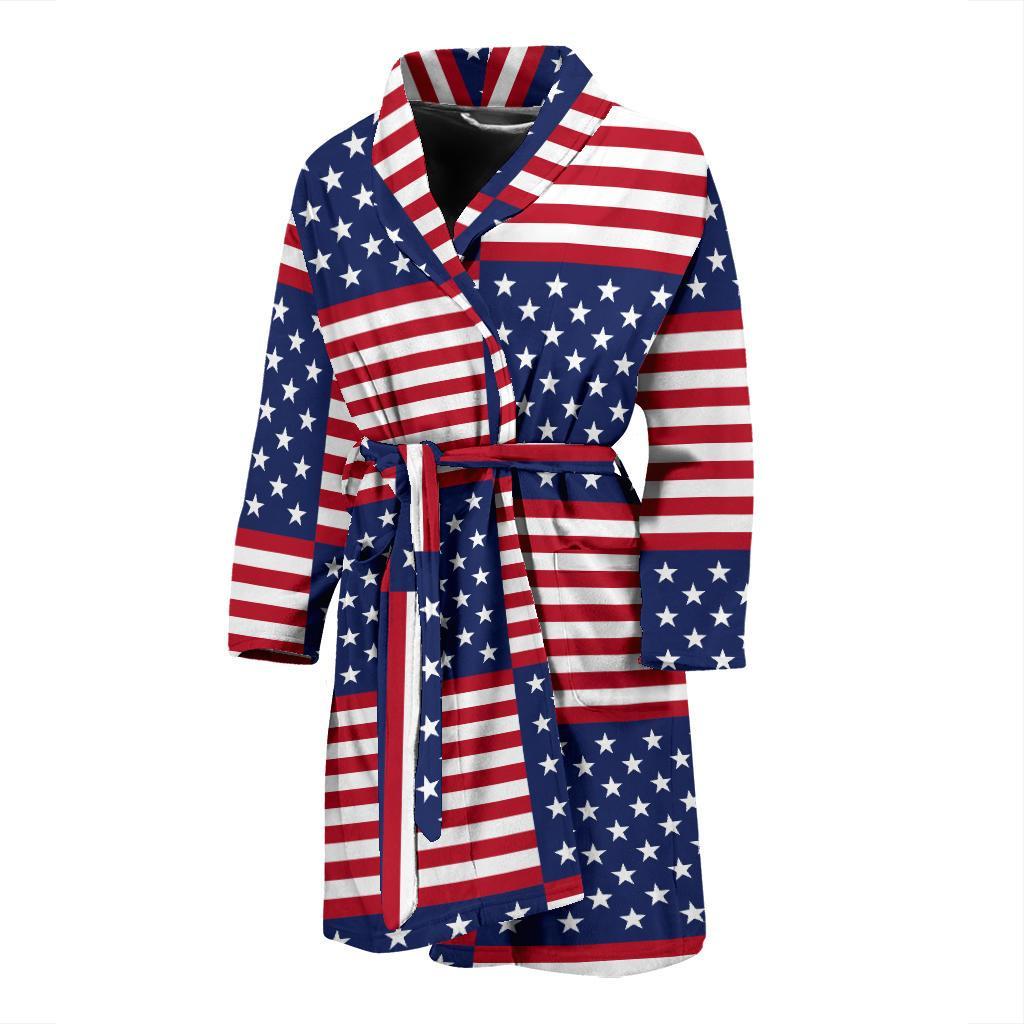 Patriotic US Flag Pattern Print Design A03 Men Bathrobe-JORJUNE.COM
