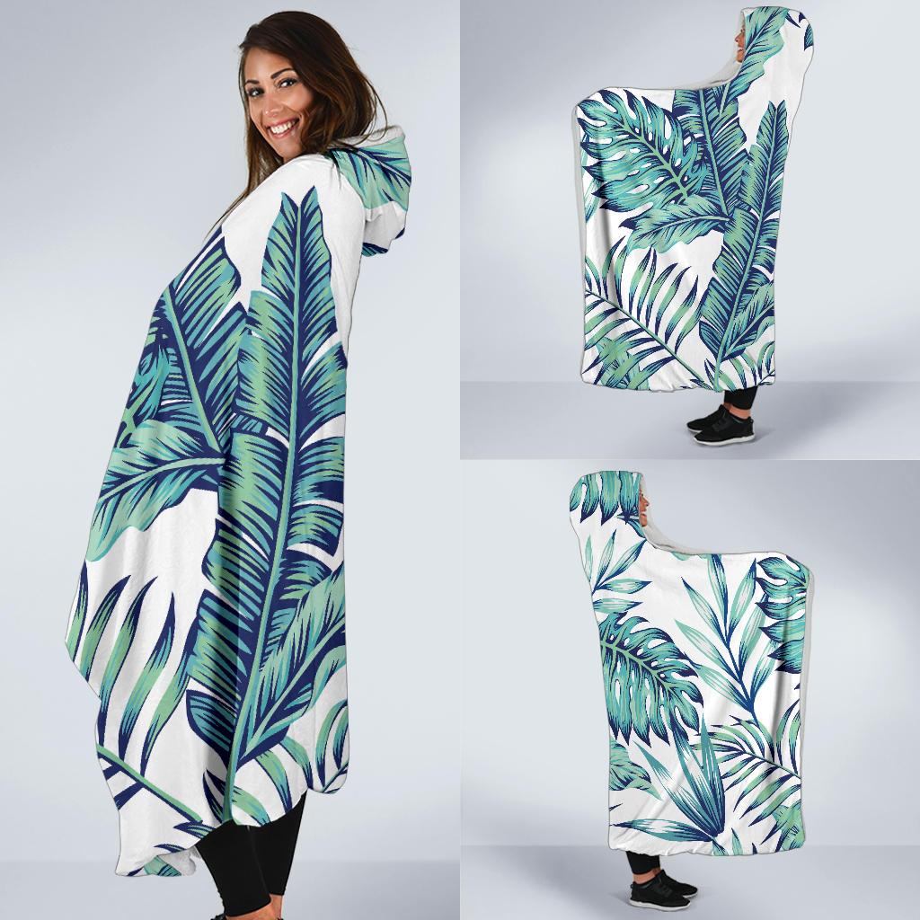 Pattern Tropical Palm Leaves Hooded Blanket-JTAMIGO.COM