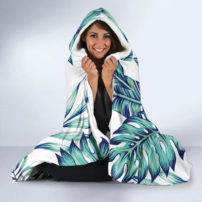 Pattern Tropical Palm Leaves Hooded Blanket-JTAMIGO.COM