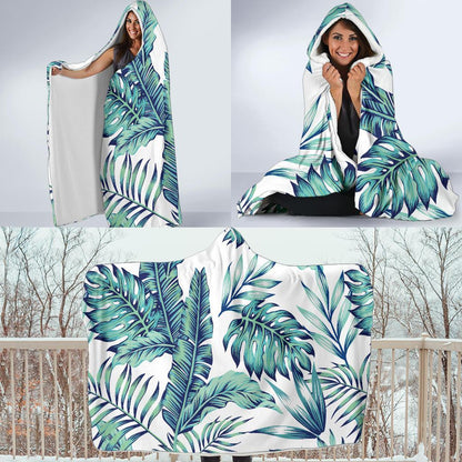 Pattern Tropical Palm Leaves Hooded Blanket-JTAMIGO.COM