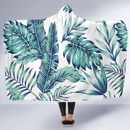 Pattern Tropical Palm Leaves Hooded Blanket-JTAMIGO.COM