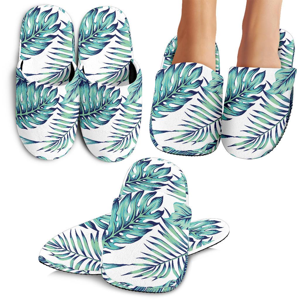 Pattern Tropical Palm Leaves House Slippers