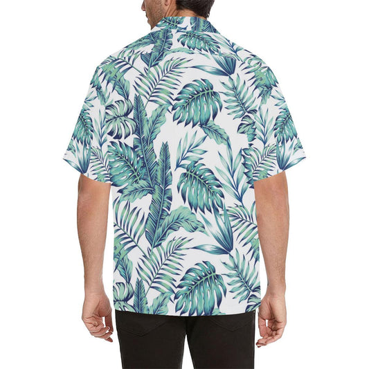 Pattern Tropical Palm Leaves Men Aloha Hawaiian Shirt