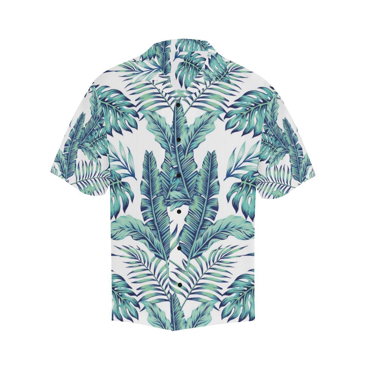 Pattern Tropical Palm Leaves Men Aloha Hawaiian Shirt