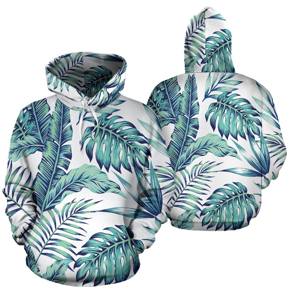 Pattern Tropical Palm Leaves Pullover Hoodie