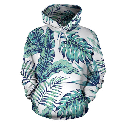 Pattern Tropical Palm Leaves Pullover Hoodie
