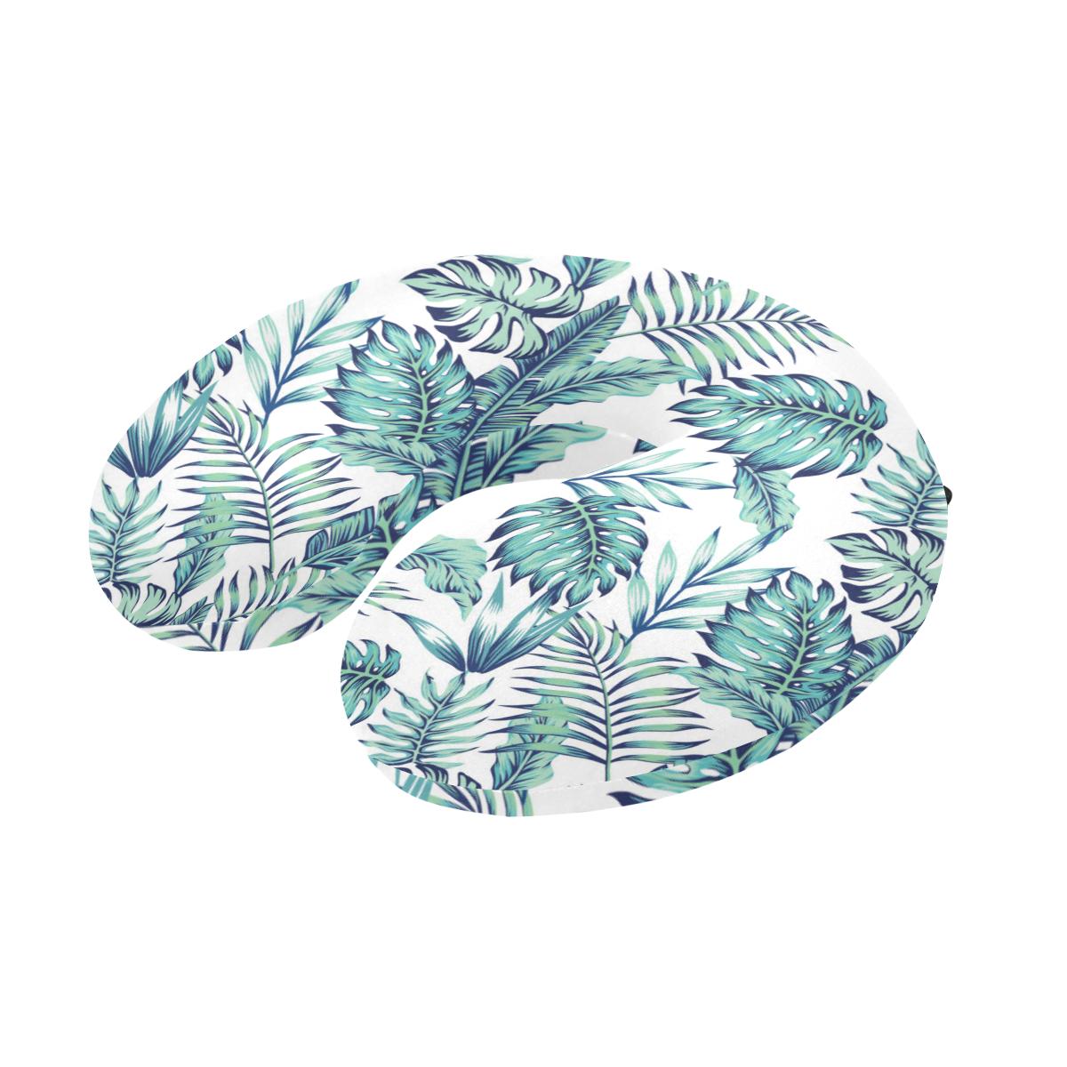 Pattern Tropical Palm Leaves U-Shaped Travel Neck Pillow-JTAMIGO.COM