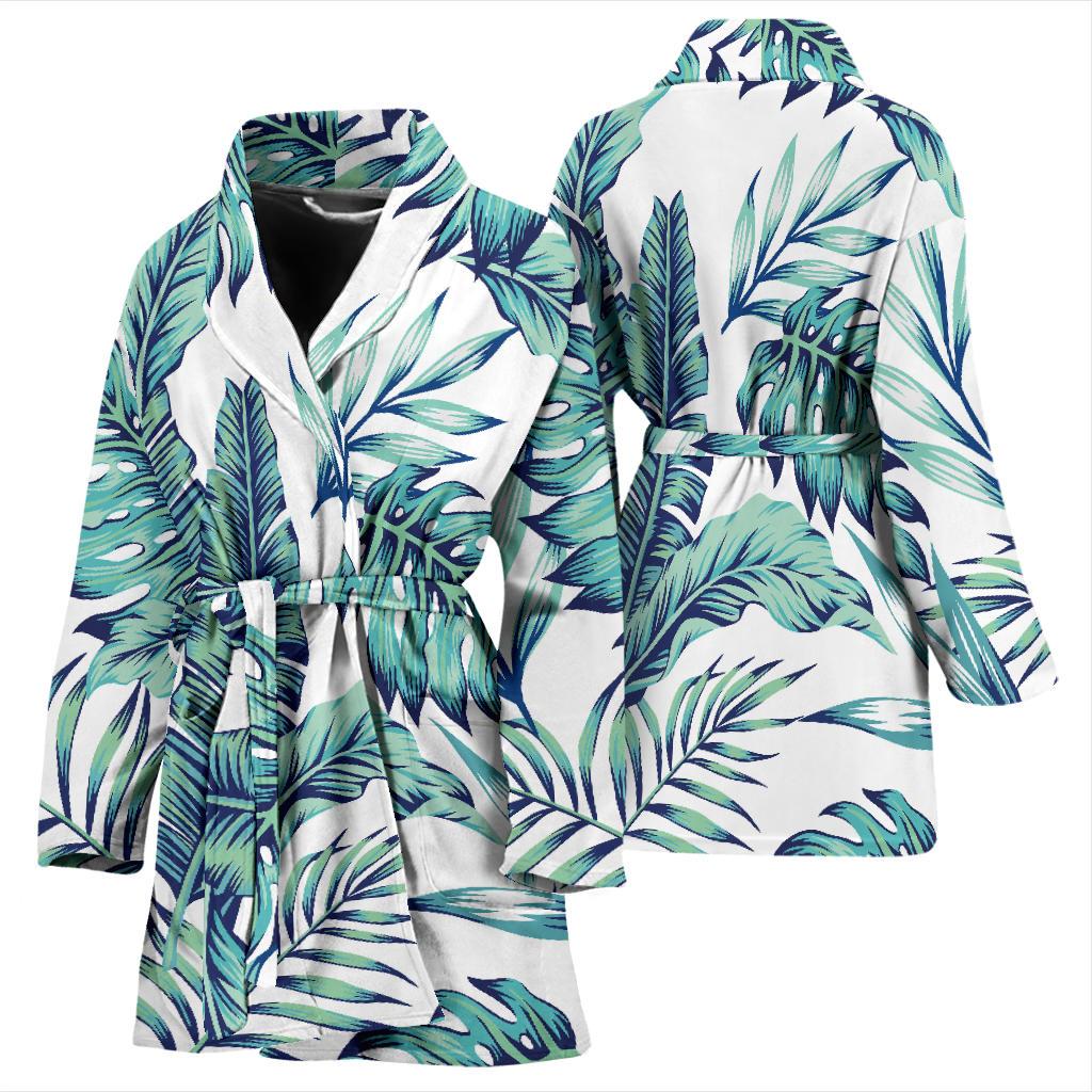 Pattern Tropical Palm Leaves Women Bath Robe-JTAMIGO.COM