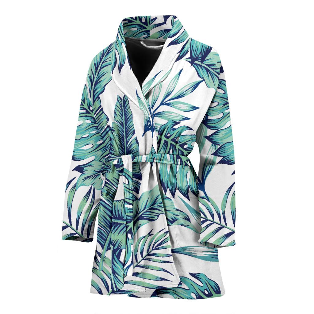 Pattern Tropical Palm Leaves Women Bath Robe-JTAMIGO.COM