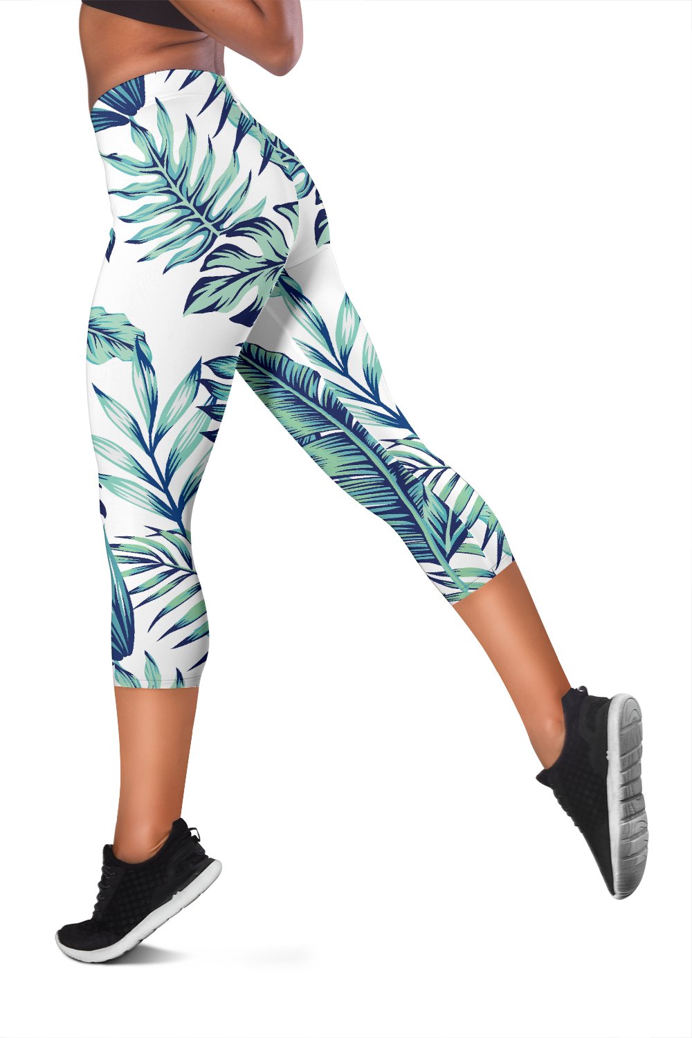 Pattern Tropical Palm Leaves Women Capris