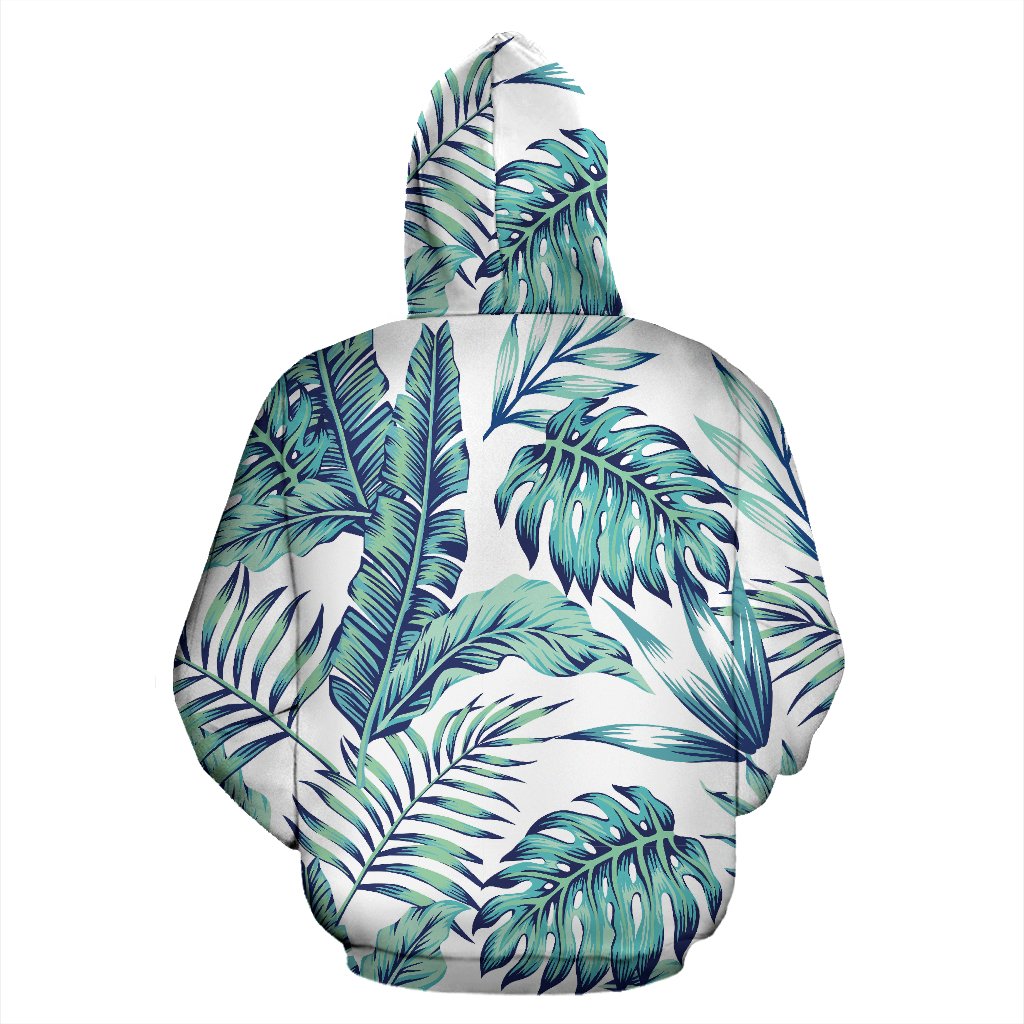 Pattern Tropical Palm Leaves Zip Up Hoodie