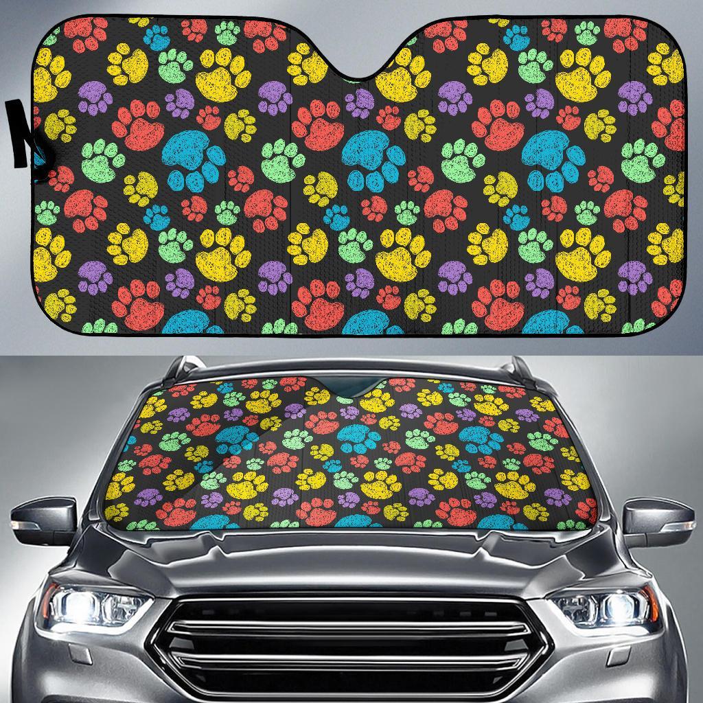 Paw Colorful Print Car Sun Shade For Windshield