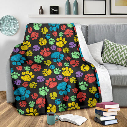 Paw Colorful Print Fleece Blanket