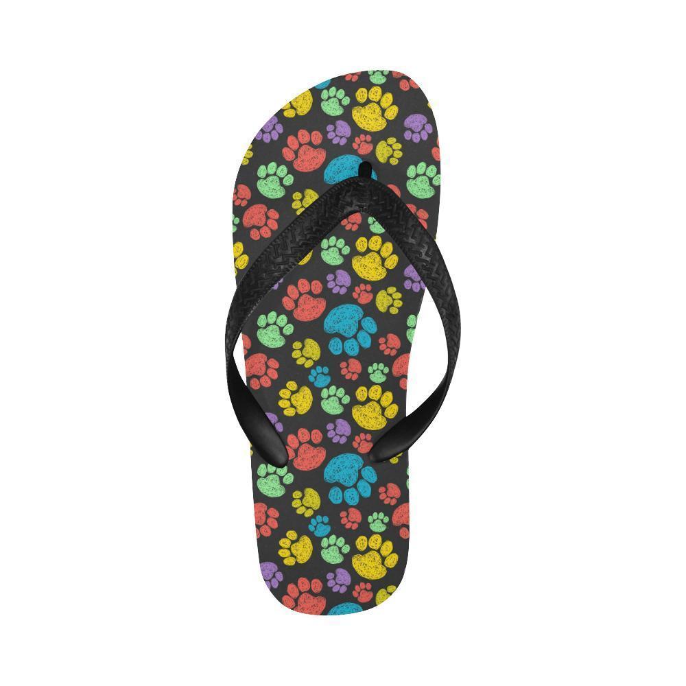 Paw Colorful Print Flip Flops-JTAMIGO.COM