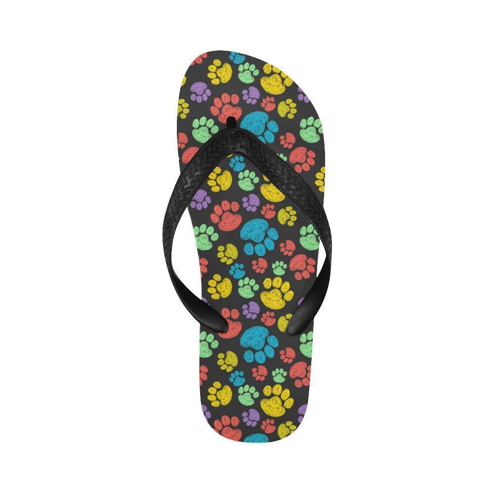 Paw Colorful Print Flip Flops-JTAMIGO.COM