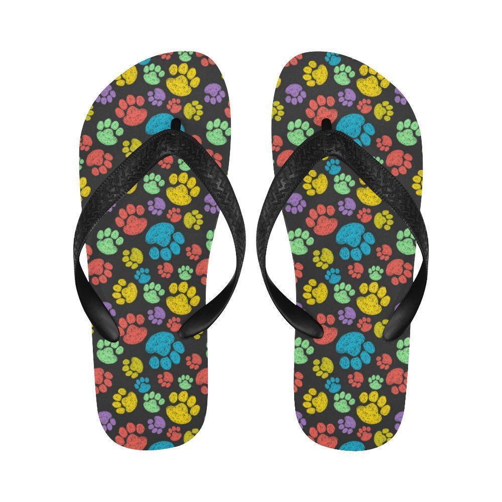 Paw Colorful Print Flip Flops-JTAMIGO.COM