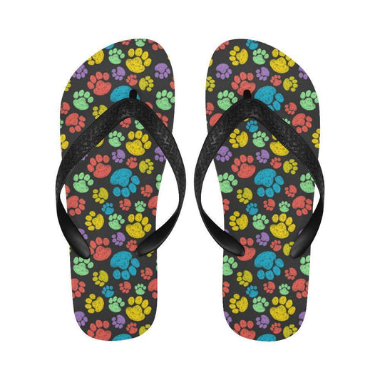 Paw Colorful Print Flip Flops-JTAMIGO.COM