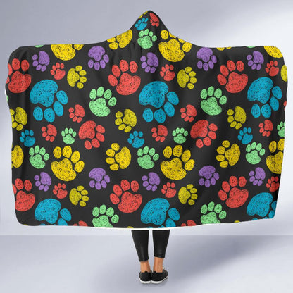 Paw Colorful Print Hooded Blanket-JTAMIGO.COM