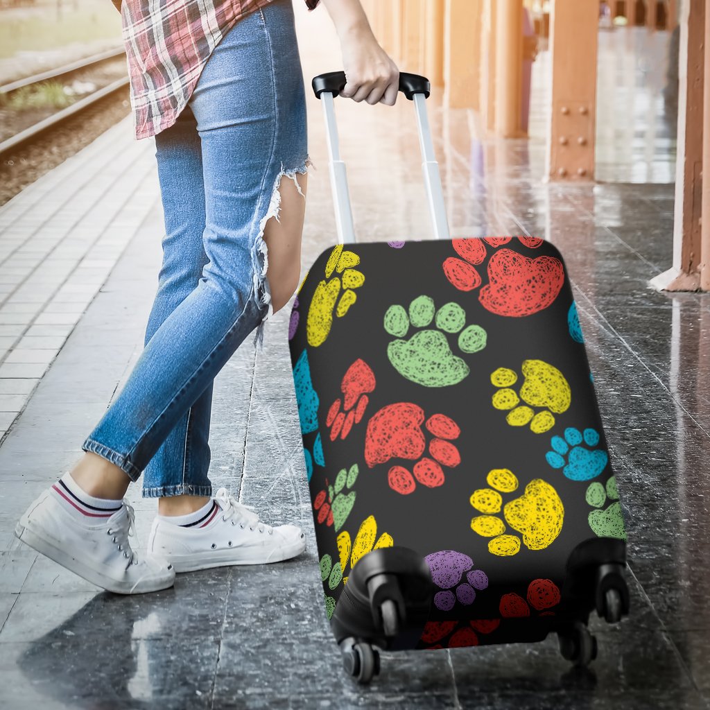 Paw Colorful Print Luggage Cover Protector
