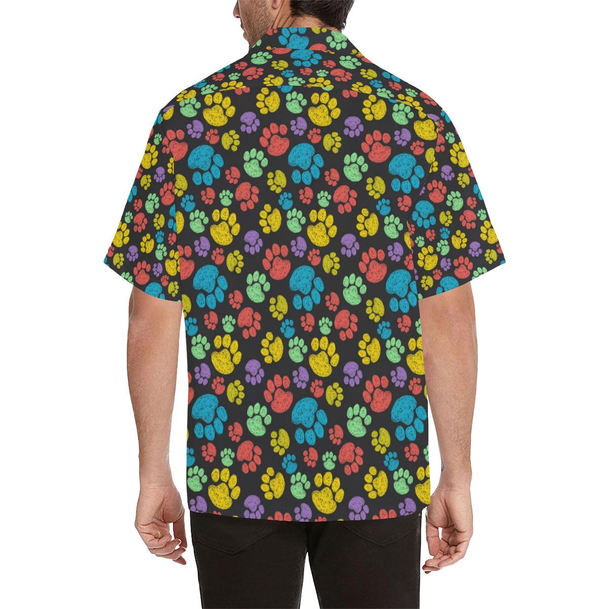Paw Colorful Print Men Aloha Hawaiian Shirt