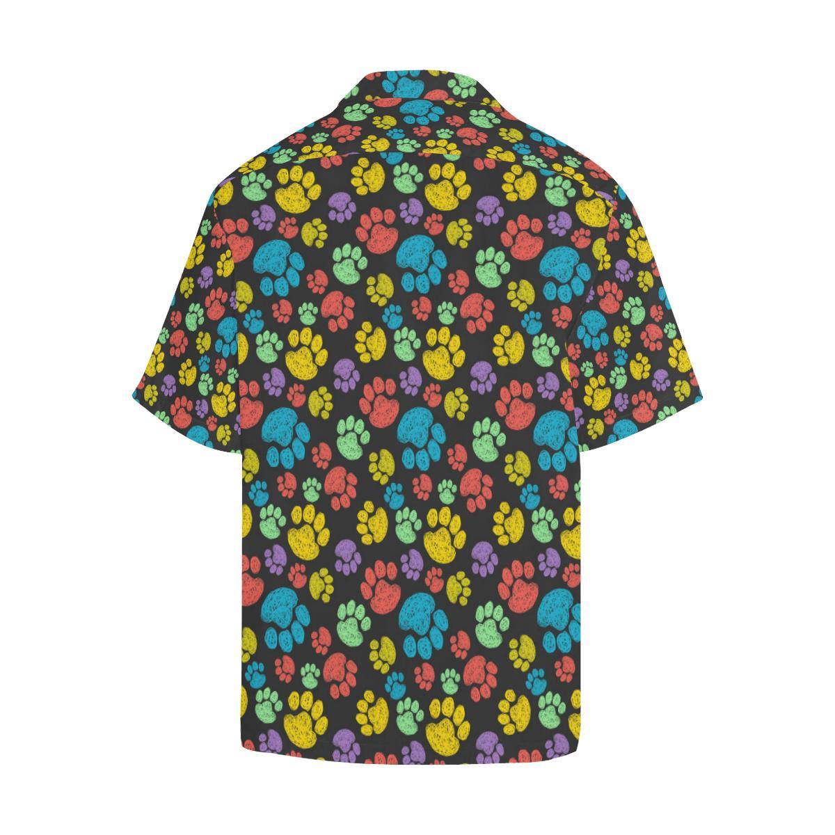Paw Colorful Print Men Aloha Hawaiian Shirt