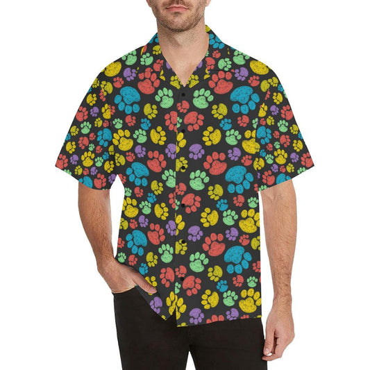 Paw Colorful Print Men Aloha Hawaiian Shirt