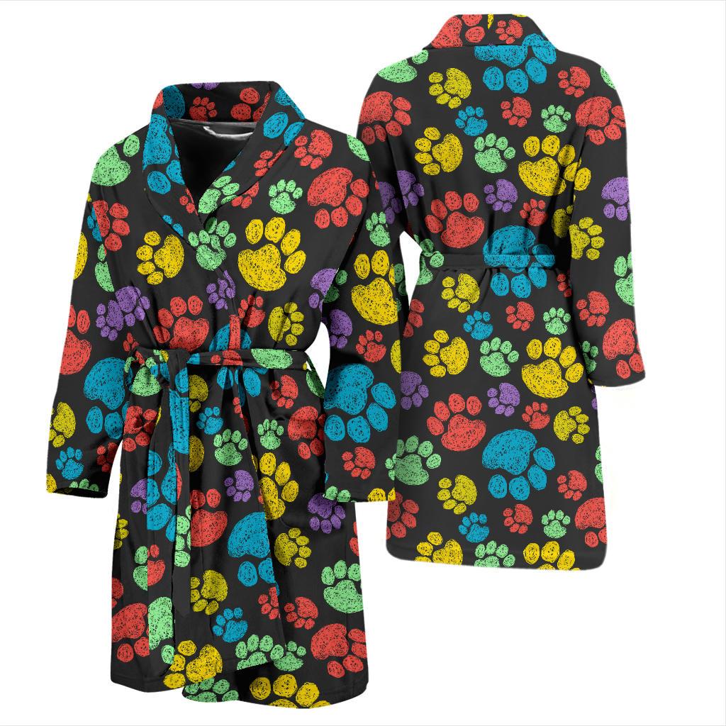 Paw Colorful Print Men Bath Robe-JTAMIGO.COM