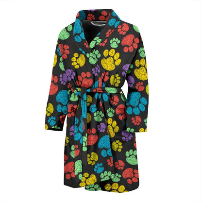 Paw Colorful Print Men Bath Robe-JTAMIGO.COM