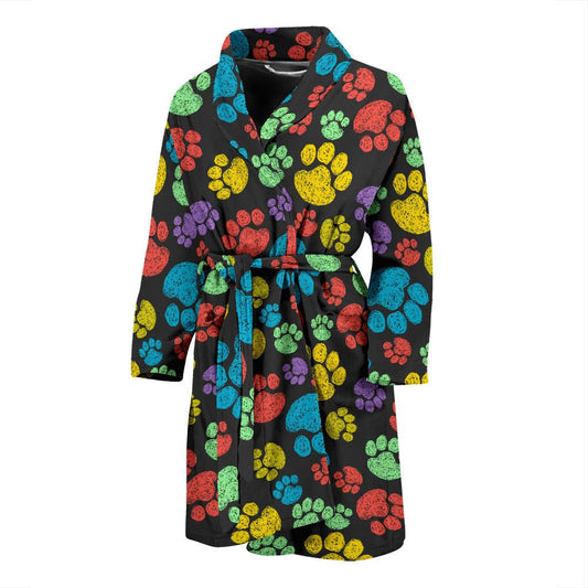 Paw Colorful Print Men Bath Robe-JTAMIGO.COM