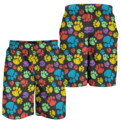Paw Colorful Print Mens Shorts-JTAMIGO.COM