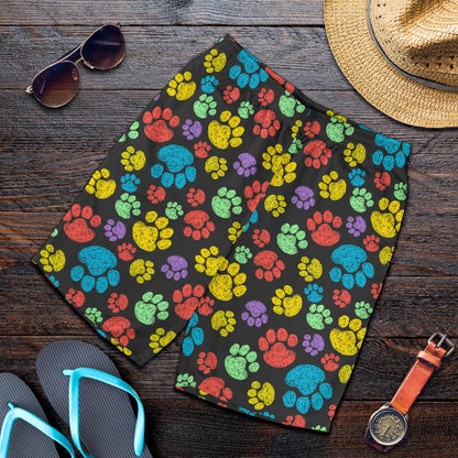 Paw Colorful Print Mens Shorts-JTAMIGO.COM