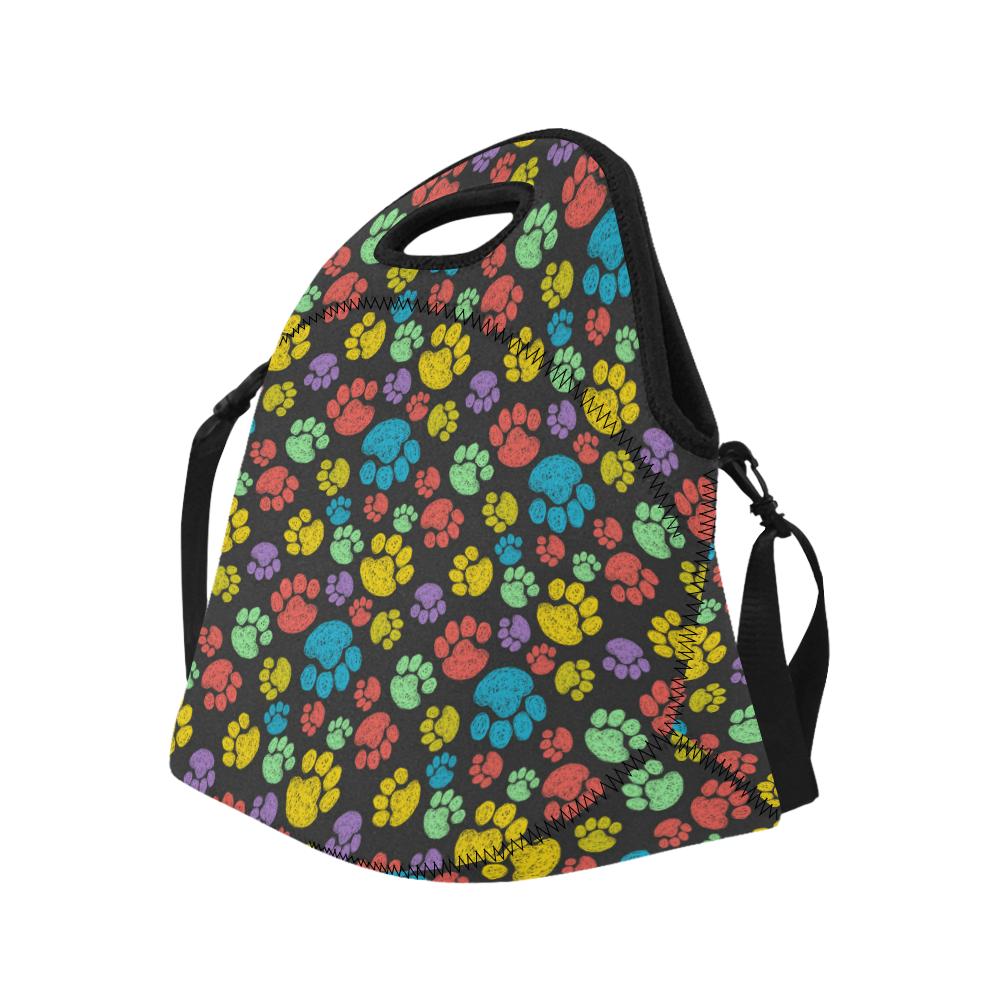 Paw Colorful Print Neoprene Lunch Bag (Model 1669)(Large)-JTAMIGO.COM