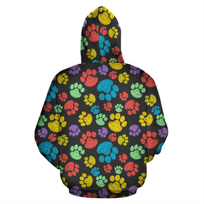Paw Colorful Print Pullover Hoodie