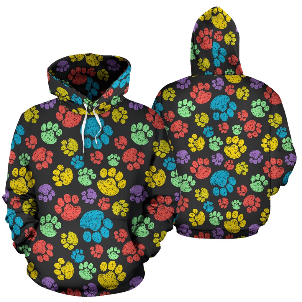Paw Colorful Print Pullover Hoodie