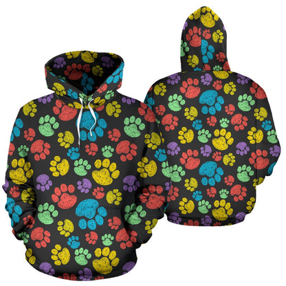 Paw Colorful Print Pullover Hoodie