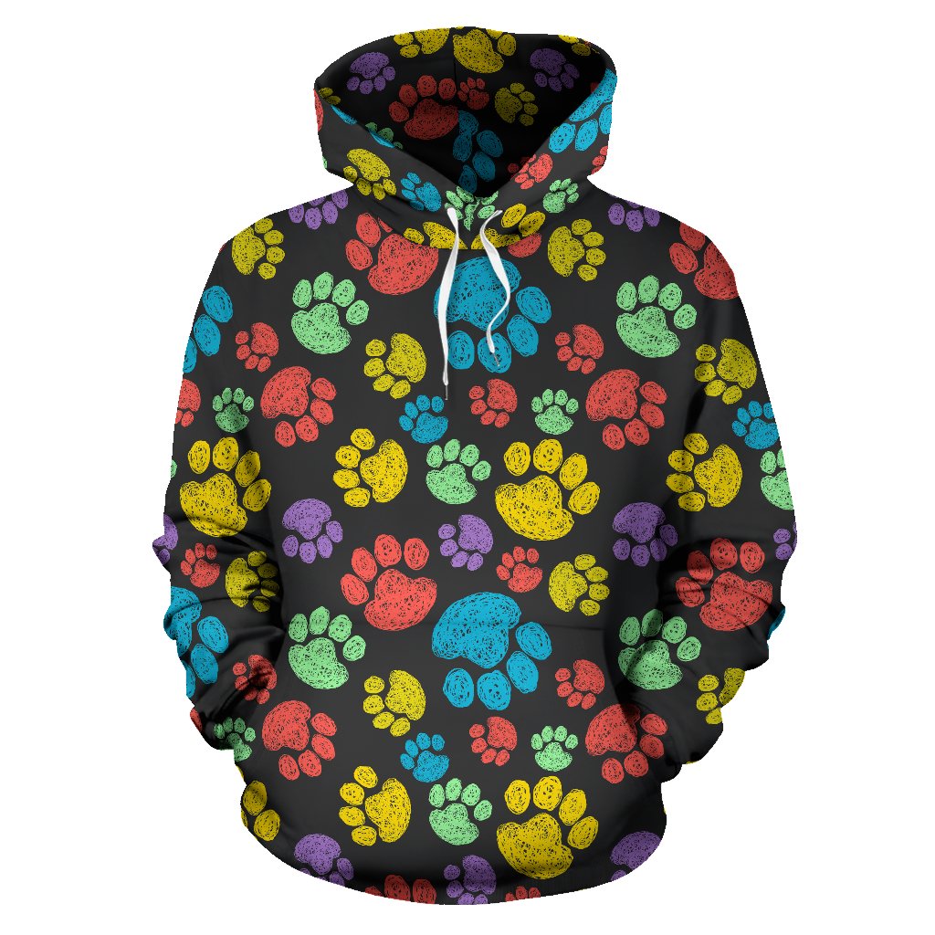 Paw Colorful Print Pullover Hoodie