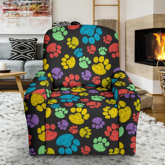 Paw Colorful Print Single Sofa Slipcover -JTAMIGO.COM