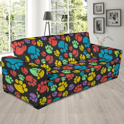 Paw Colorful Print Sofa Slipcover-JTAMIGO.COM