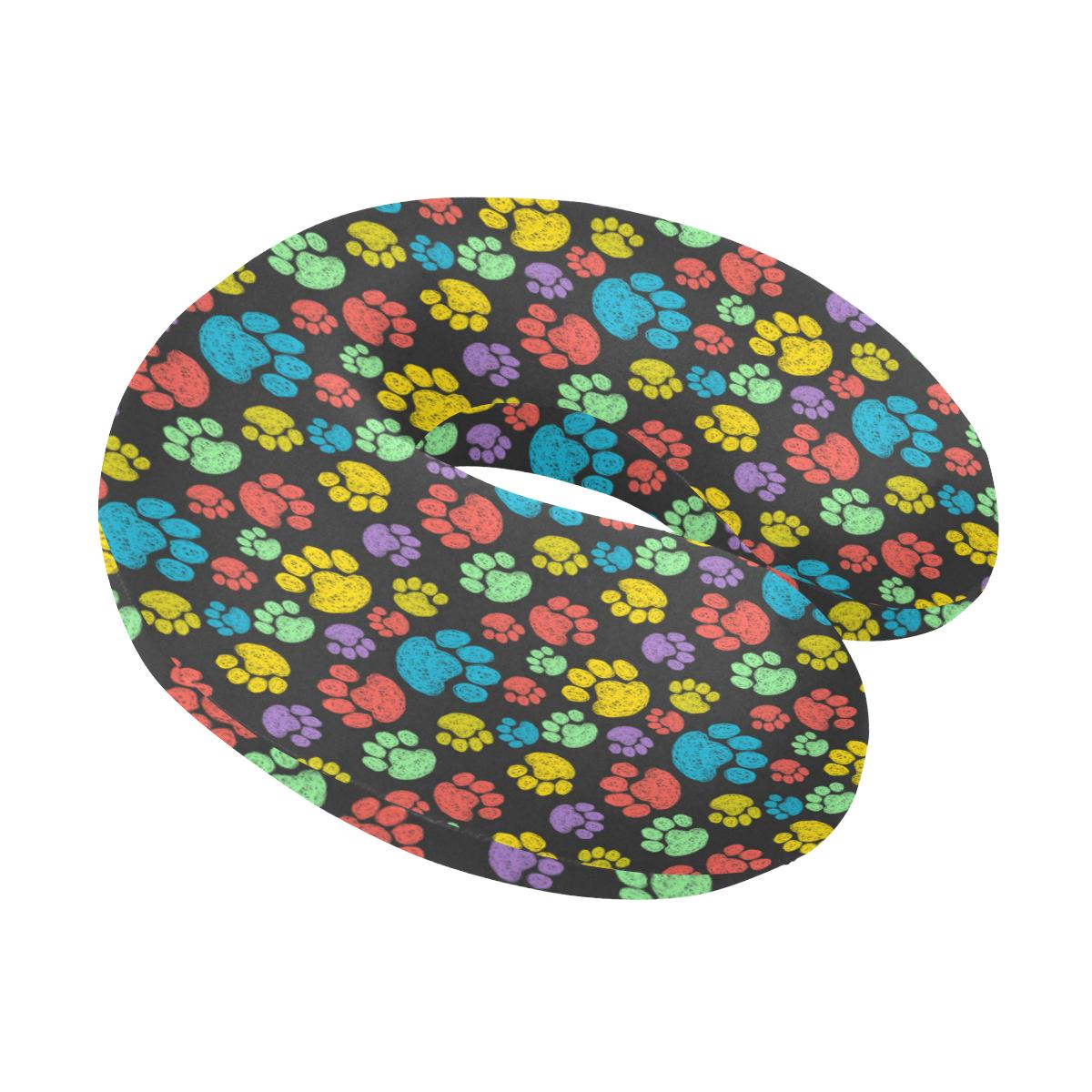 Paw Colorful Print U-Shaped Travel Neck Pillow-JTAMIGO.COM